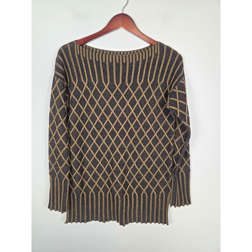 Peruvian Connection Cabled Trellis Women's Sweater Boat Neck Knit Top‎ Small